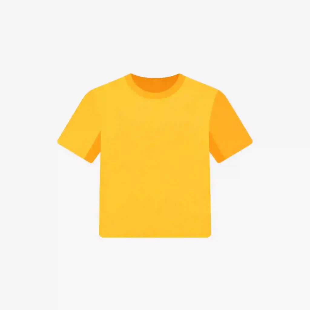 Flat illustration of a plain yellow t-shirt on a white background