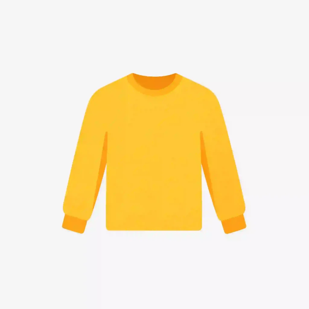 Flat illustration of a plain yellow crewneck sweatshirt on a white background